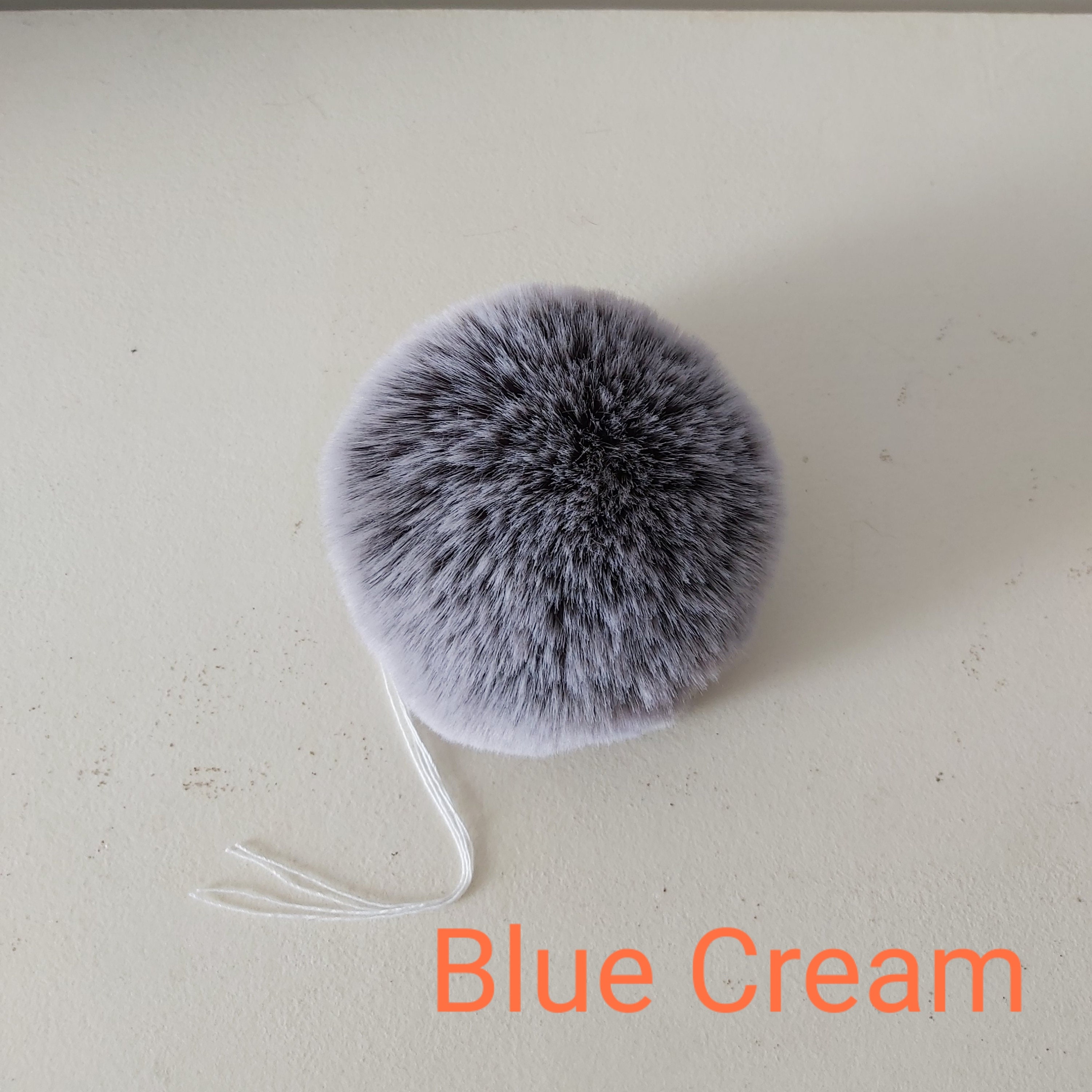 Blue Chinchilla Faux Fur Pom Pom: Vegan Handmade Hat  display picture 3