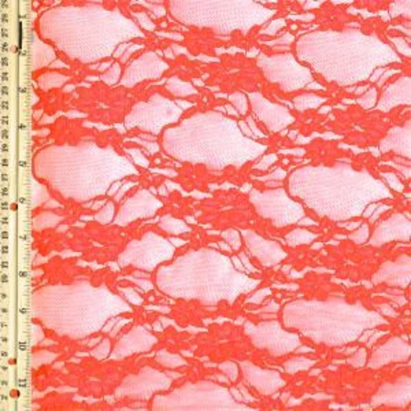 Coral Stretch Lace 4 Way Lilac Lace Light Weight Lace for Lingerie Lace by the Yard Fabric by the Yard Stretchy Lace Cheap Fabric Pink Red