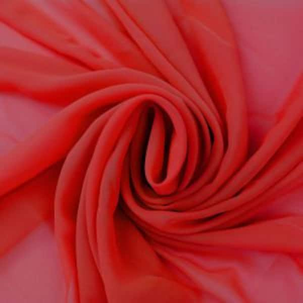 Red Chiffon Fabric 58-60" Wide Polyester Solid Chiffon Sheer Silk Chiffon Polyester Cheap Fabric Bright Red Fabric By the yard blouse fabric