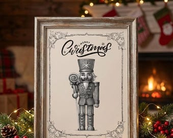 Merry Christmas Nutcracker Wall Art – Vintage Holiday Printable Decor