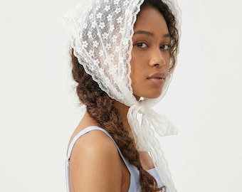 Elevate Your Style with Our Romantic Floral Lace Babushka Headscarf