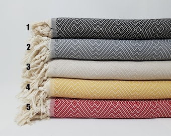 Bed Cover,Diamond Pattern Blanket,Turkish Bedspread,79"x100",Turkish Blankets,Beach Throw,Cotton Blankets,Picnic Blanket,Gift Blanket,32KT51