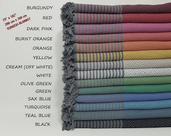 Turkish Bedspread, Bed Cover,Picnic Blanket, Beach Throw, 79"x102",Turkish Blanket, Gift Blanket, Warm Blanket, Sofa Cover, Handmade Blanket