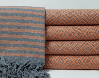 Orange Lambswool Blanket Orange/white Throw Blanket Pure