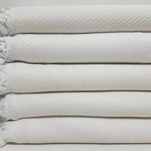 Cream Color Blanket, Natural Blanket, Bed Cover, Turkish Bedspread, 79"x89" Turkish Blanket, Couch Throw, Anatolian Blanket, Turkey Throw image 3