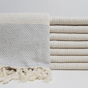 Personalized Hand Towel,Light Gray Hand Towel,Turkish Hand Towels,17&quot;x35&quot;,45cm x 90cm,Tea Towel,Dish Towel,Napkin Towel,Kitchen Towel,57UZ48