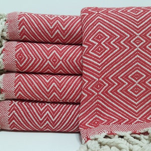 Red Towel,Handwoven Towel,Housewarming Gift,Turkish Towel,38&quot;x69&quot;,Turkish Peshtemal,Table Throw,Beach Towel,Pool Towel,Massage Towel,32RS64