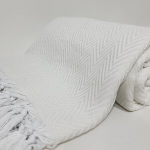 Cream Color Blanket, Natural Blanket, Bed Cover, Turkish Bedspread, 79"x89" Turkish Blanket, Couch Throw, Anatolian Blanket, Turkey Throw image 7