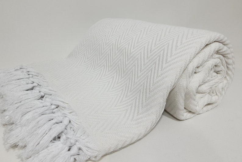 Cream Color Blanket, Natural Blanket, Bed Cover, Turkish Bedspread, 79"x89" Turkish Blanket, Couch Throw, Anatolian Blanket, Turkey Throw image 7