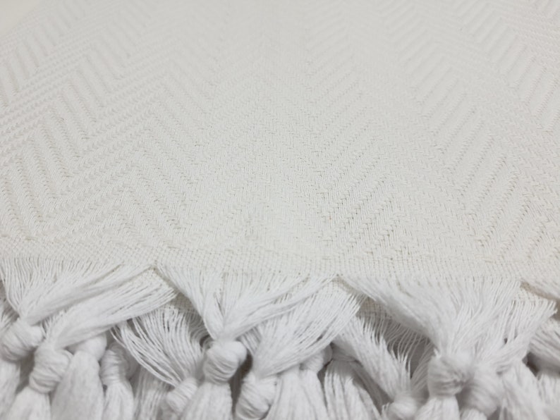 Cream Color Blanket, Natural Blanket, Bed Cover, Turkish Bedspread, 79"x89" Turkish Blanket, Couch Throw, Anatolian Blanket, Turkey Throw image 9
