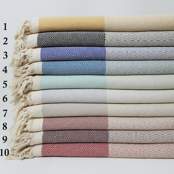 Couverture légère, couverture durable, couvre-lit turc, 79 "x99", couverture turque, jeté de plage, jeté de pique-nique, couverture cadeau, couvre-lit en coton