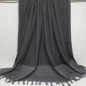 Bed Cover, Black Blanket, Durable Blanket, Turkish Bedspread, 79&quot;x102&quot;, Turkish Blanket, Picnic Blanket, Handwoven Cotton Blanket, 32KT50