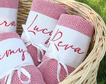 Turkish Towel, 40&quot;x70&quot;, Personalized Turkish Beach Towel, Bachelorette Party Favor, Organic Turkish Towel, Bridesmaid Gift, Girls Trip Gift