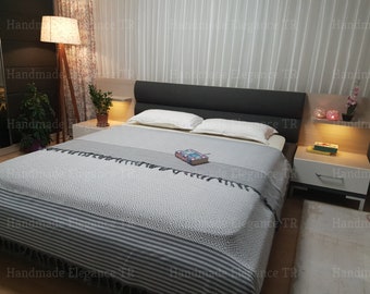 Decorative Blanket, White Blanket, Turkish Bedspread, 79"x102", Curtain Blanket, Housewarming Gift, Turkish Blanket, Cotton Blanket, 32KT50