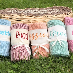 Turkish Towel, 40&quot;x70&quot;, Personalized Turkish Beach Towel, Bachelorette Party Favor, Organic Turkish Towel, Bridesmaid Gift, Girls Trip Gift