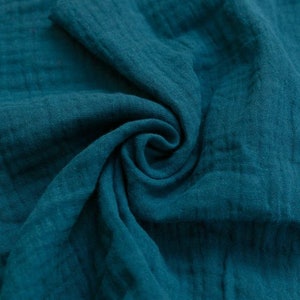 Organic Cotton Double Gauze Baby Muslin | Petrol Teal Fabric By The 1/2 Yard