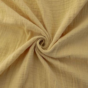 Organic Cotton Double Gauze Baby Muslin | Yellow Sunburst Color Fabric By The 1/2 Yard