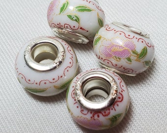 Prettyia 100pcs Vintage Round Ceramic Porcelain Loose Beads Spacer Beads 