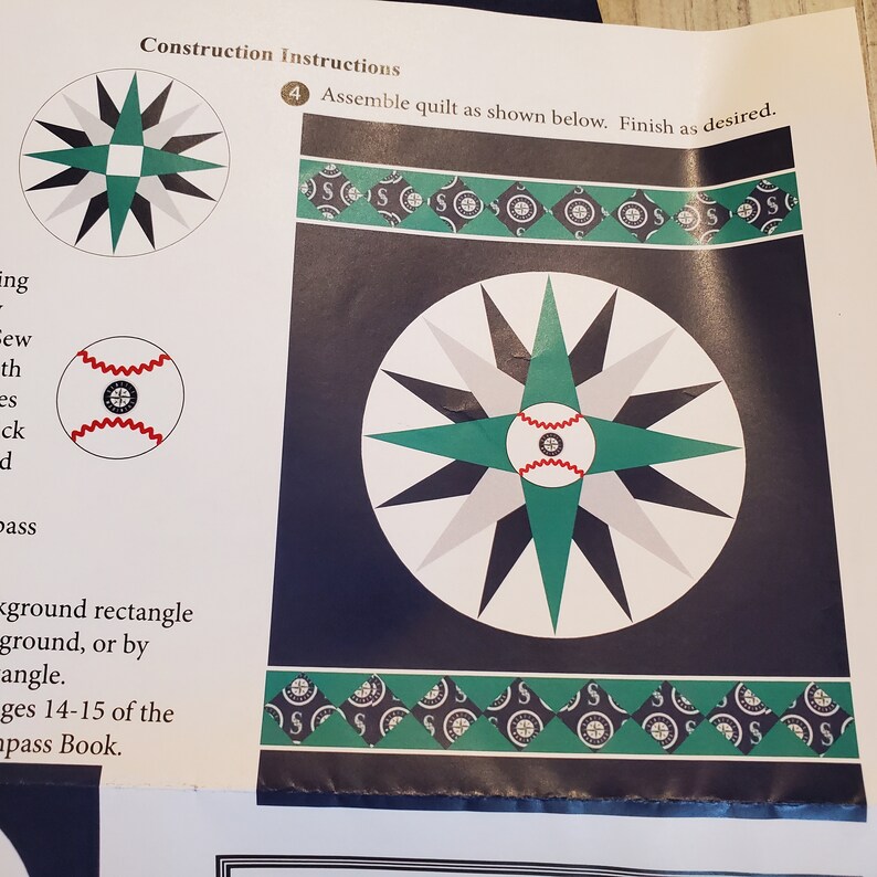 Seattle Mariners Compass Quilt Kit Etsy