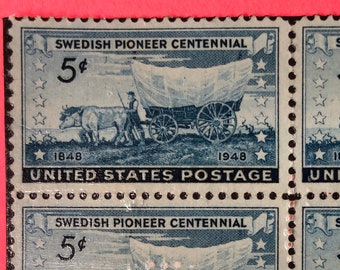 1948 Swedish Pioneer Centennial 5c stamp magnet