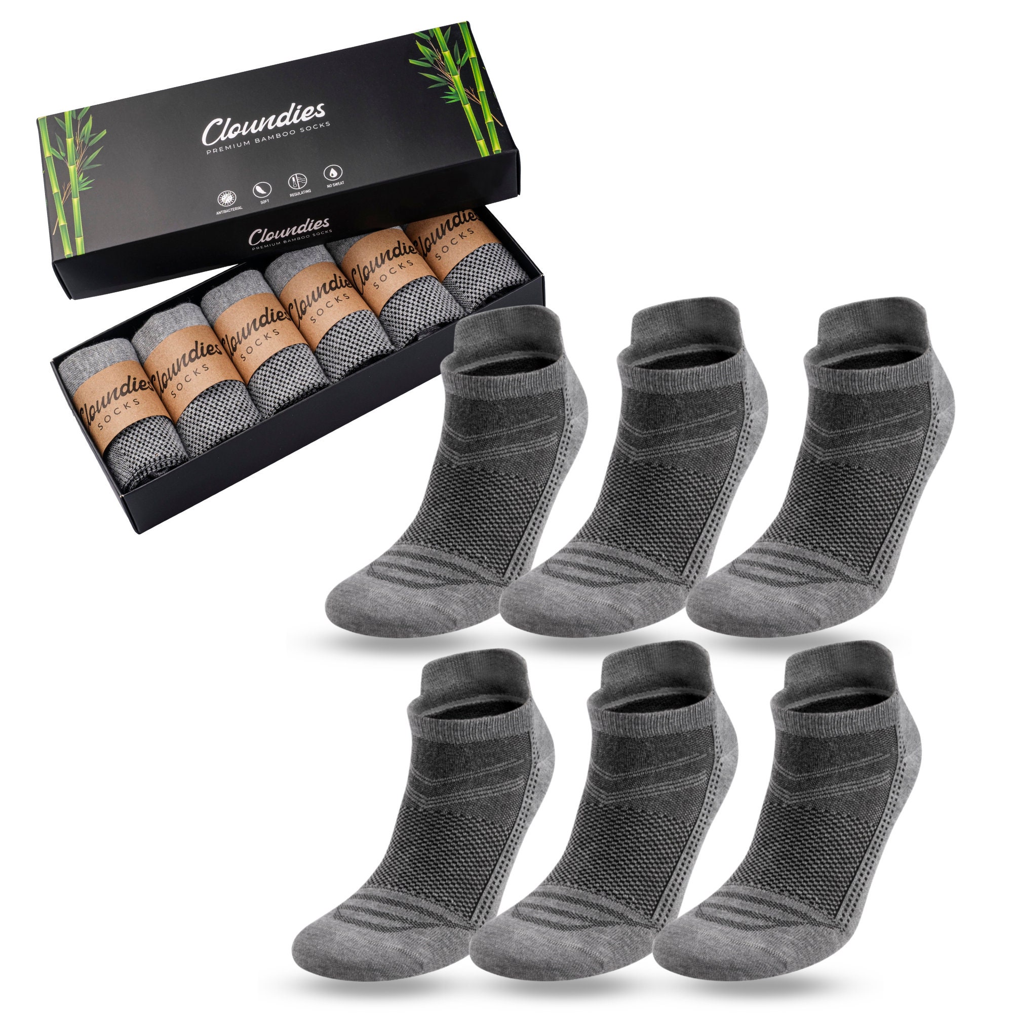Bamboo Men's Thin Ankle Socks 6 Pairs Breathable Absorbent Low Cut