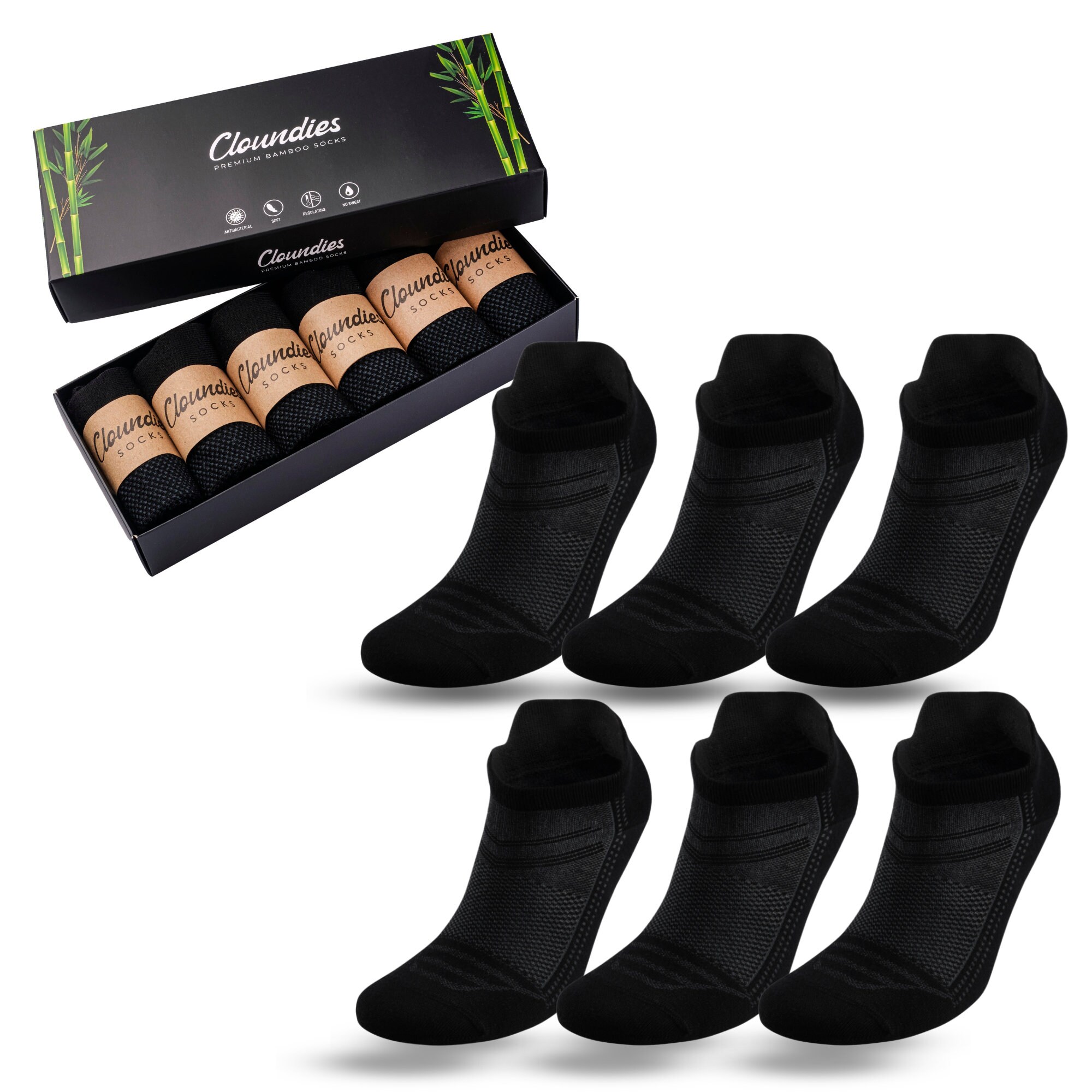 Bamboo Men's Thin Ankle Socks 6 Pairs Breathable Absorbent Low Cut