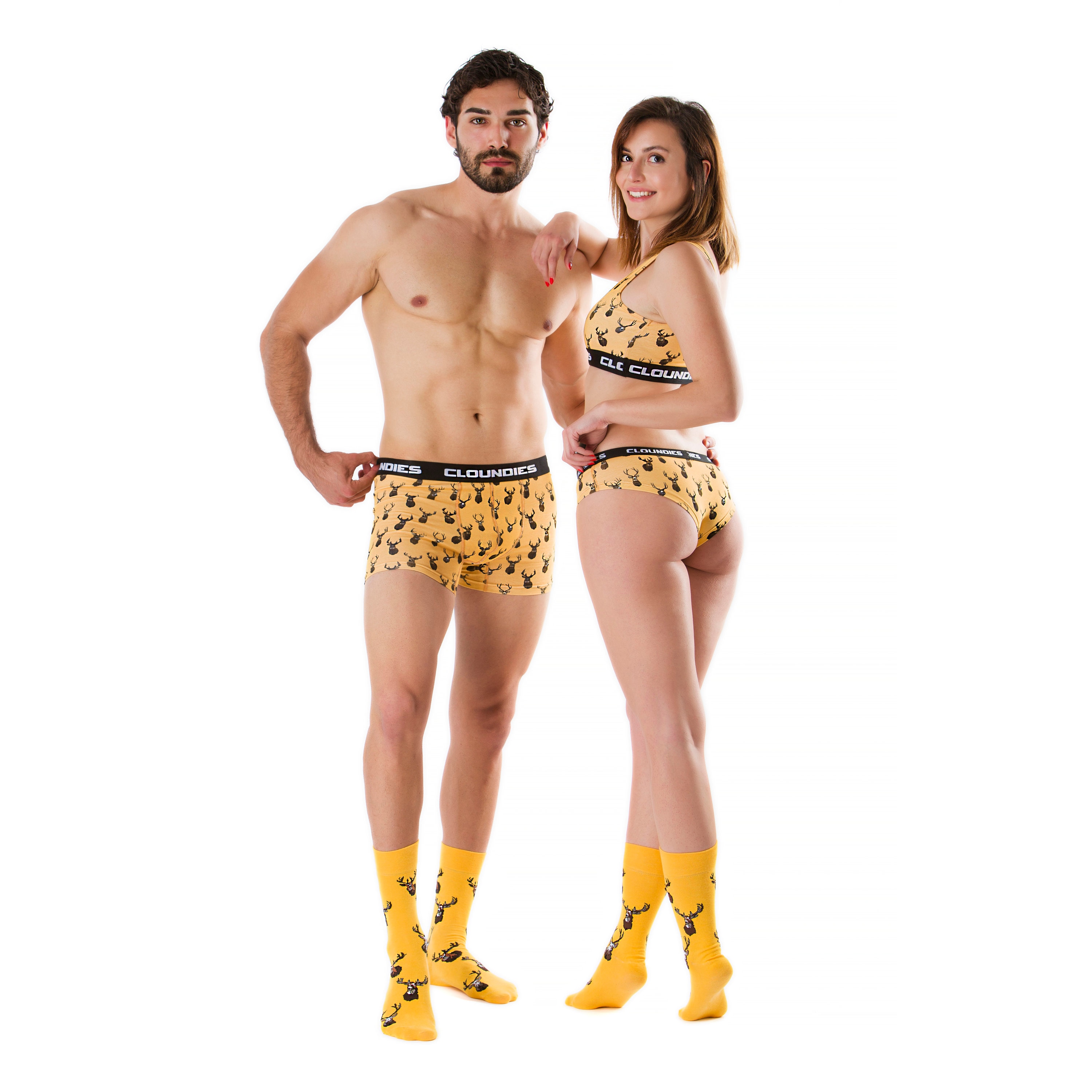 Couple Matching Underwear and Socks Set by Cloundies, Deer Hunter, Digital  Printed, Underwear Set 