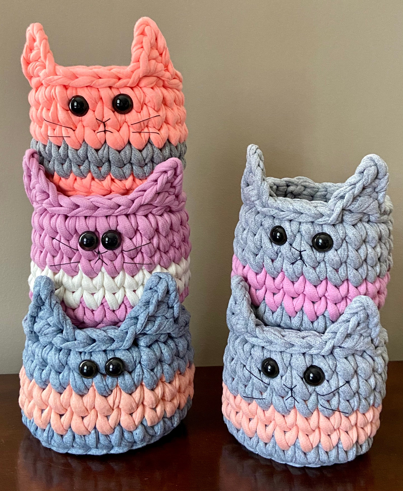 Crochet cat basket Storage basket Handmade basket Etsy