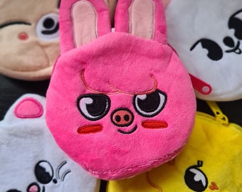 K-pop Stray kids Skzoo Coin Purse Plushie  1Pc Kawaii Soft Animal Head Rabbit Husky Chicken Wallet Fox Teddy bear