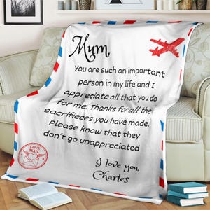 Cobertor de carta personalizado para mãe, presente para mãe, presente da filha, cobertor personalizado, cobertor de família, cobertor com nome personalizado, cobertor de Natal