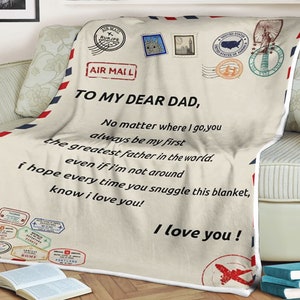 Manta con carta para mi querido papá, no importa a donde vaya, te amo, regalo del día del padre, regalo de cumpleaños, regalo del día de la madre, regalo para navidad
