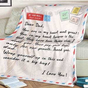 Manta con letras, regalos para papá de hija o hijo, regalo del día del padre, regalo para cumpleaños, manta con nombre personalizado, manta de aniversario de Navidad