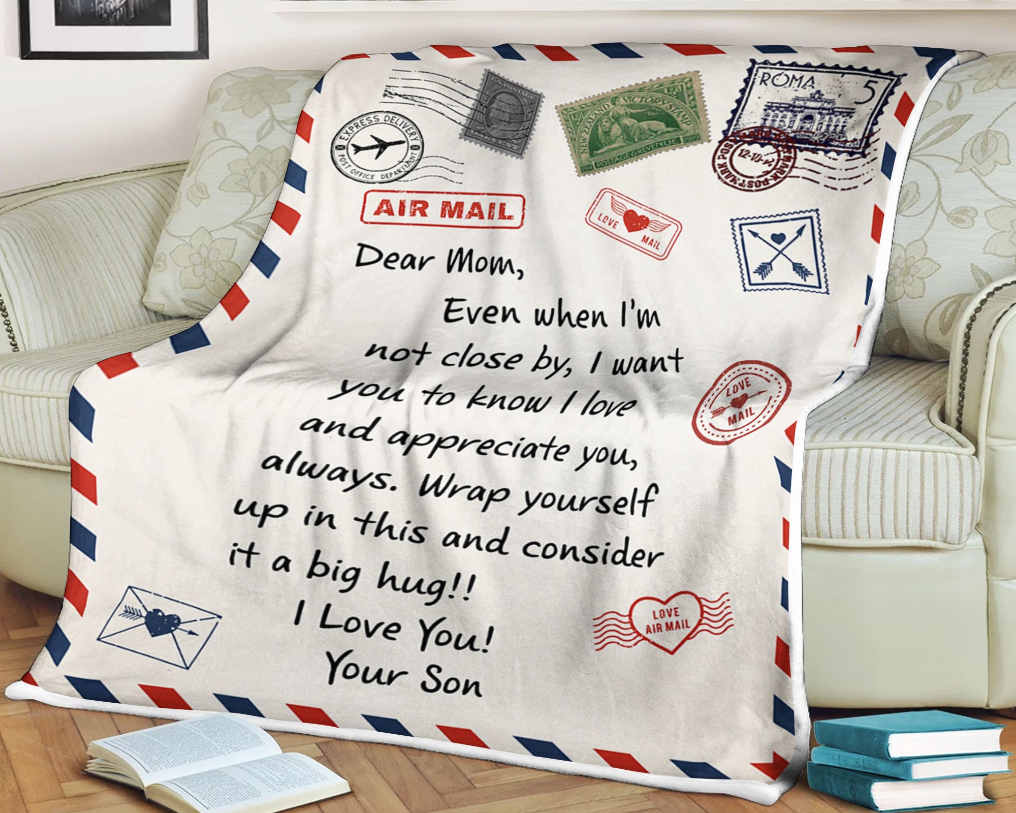 Letter Blanket Dear Mom Even When I m Not Close by I Want You to Know I Love and Appreciate and Consider It a Big Hug I Love You Your Son Etsy