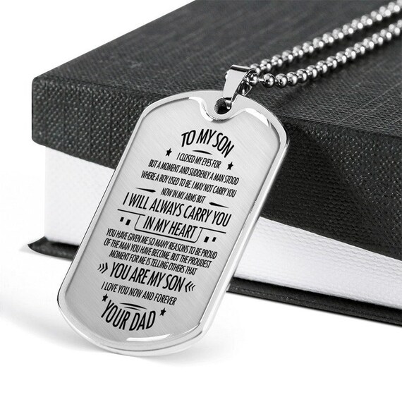 Father to son dog tag necklace hot sale
