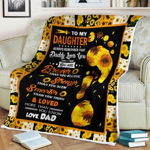 Sunflower To My Daughter Sherpa Blanket, Daughter Blanket, Blanket For Daughter, Gift For Daughter, Gift For Daughter From Dad Mom Parents