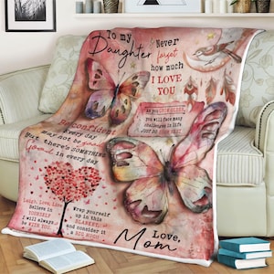 Personalized Butterfly Blanket For Your Daughter, To My Daughter, Christmas Gifts, Family Blanket, Custom Name Blanket, Christmas Blanket