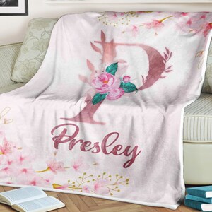Flower blanket, personalized name blanket, blanket with name, baby blanket, baby shower blanket, baby name blanket, baby girl gift