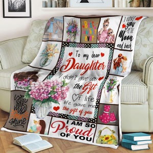 Personalized To My Dear Daughter Sherpa Blanket, Blanket For Daughter, Daughter Blanket, Daughter Birthday Gift From Mom Dad
