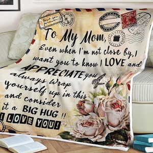 Carta de cobertor de flores para minha mãe, saiba que eu te amo e aprecio, presentes de Natal e aniversário, presente de dia das mães, presente de família