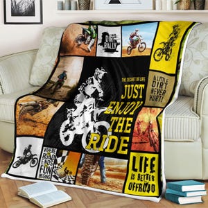 Dirt Bike Sherpa Blanket, Dirt Bike Blanket, Dirt Bike Gifts, Motocross Gifts, Christmas Gifts For Men, Gifts For Boys