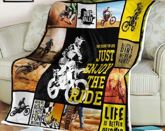 Dirt Bike Sherpa Blanket, Dirt Bike Blanket, Dirt Bike Gifts, Motocross Gifts, Christmas Gifts For Men, Gifts For Boys
