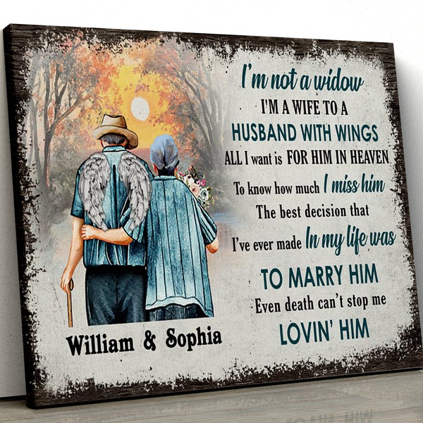 Personalized Family canvas poster i'm not a widow i'm a wife to a husband with wings i miss him in my life was to marry him