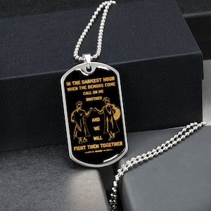 Spartan Dog Tag Necklace silver gold in the darkest hour call on me brother will fight them together Custom Dog Tags Engraved Necklace