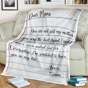 Carta cobertor querida mamãe sou grata por ter você em minha vida, presente de crianças, carta para mãe, dia das mães, dia dos namorados, presente mamãe