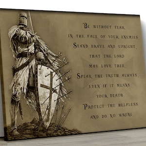 Knight templar canvas poster be without fear in the face of your enemies stand brave and upright