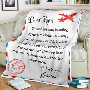 Cobertor de carta personalizado Querida mãe, presente de mãe, presente de filha, cobertor personalizado, cobertor de família, cobertor de nome personalizado, cobertor de Natal