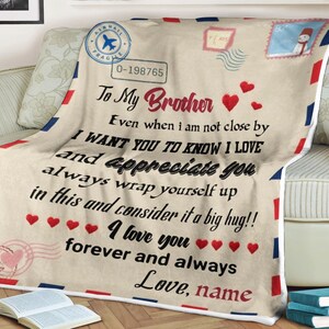 Manta con carta personalizada para mi hermano te amo por siempre y para siempre, día del padre, regalo de cumpleaños, regalo del día de la madre, regalo para navidad