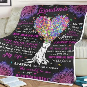 Tree heart fleece blanket to my grandma, personalized mother's day blanket, grandma you are mean the world to me, love granddaughter
