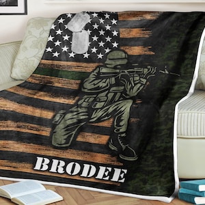 Soldier patriotic American Flag fleece blanket custom US military soldier blanket, patriotic American, Army&#39;s lover gift, soldier lover gift
