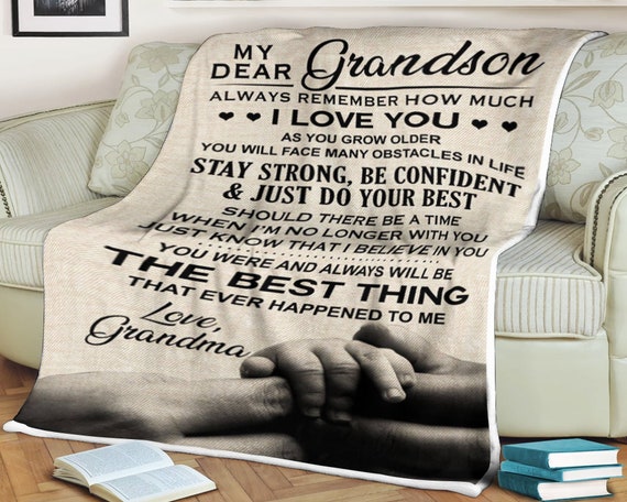 My Dear Grandson Blanket Personalized Name Blanket Grandpa